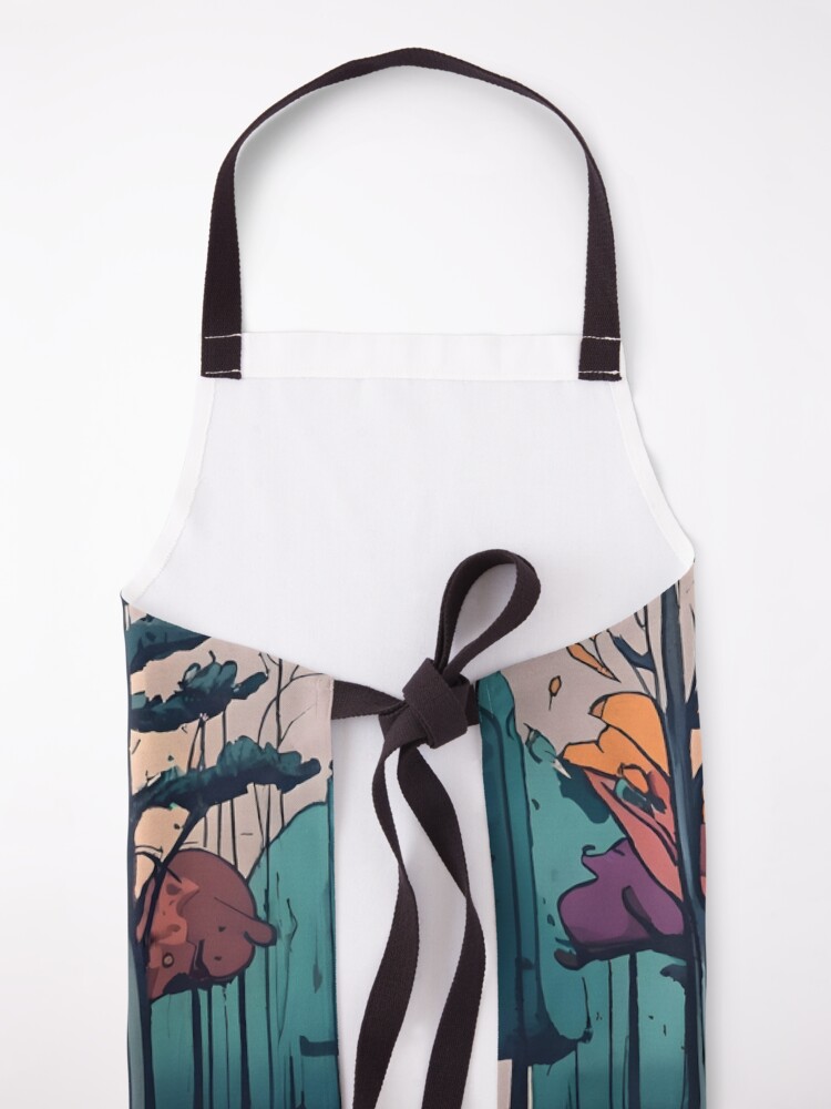 Thumbnail 5 of 6, Apron, Autumn Forest Minimalistic Drawing designed and sold by Patricks-Art.