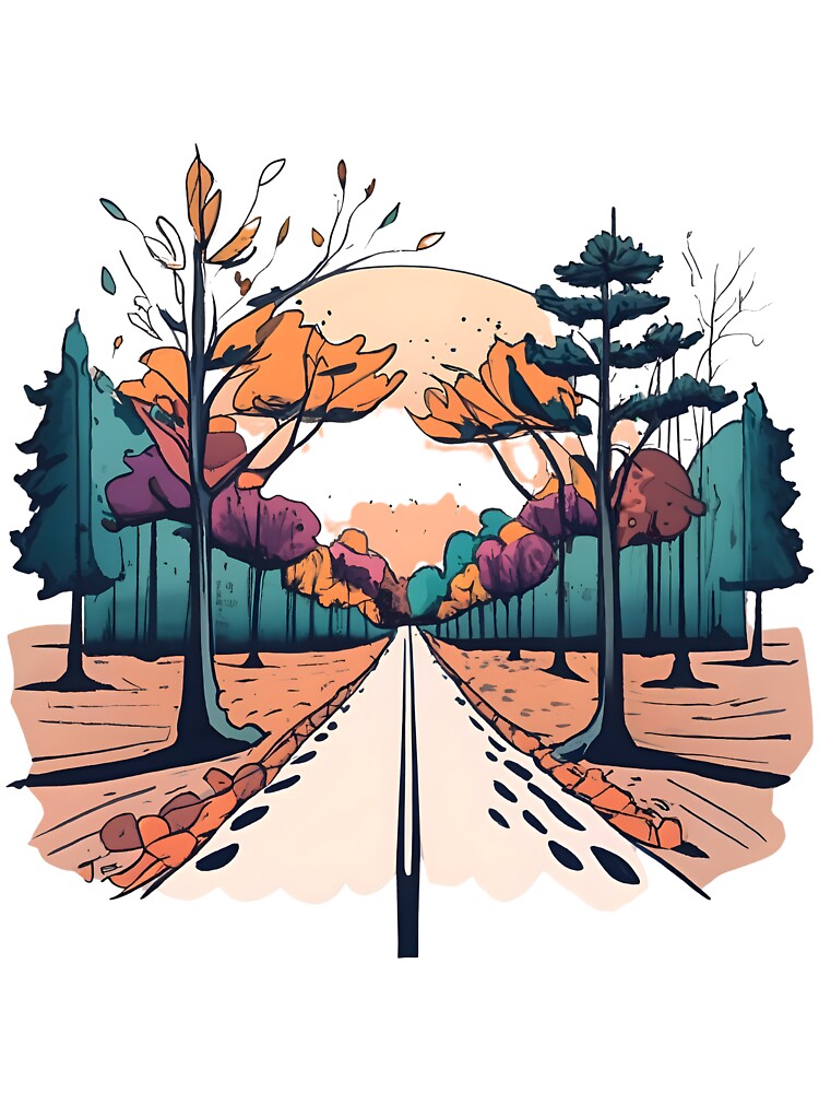Thumbnail 2 of 2, Kids T-Shirt, Autumn Forest Minimalistic Drawing designed and sold by Patricks-Art.
