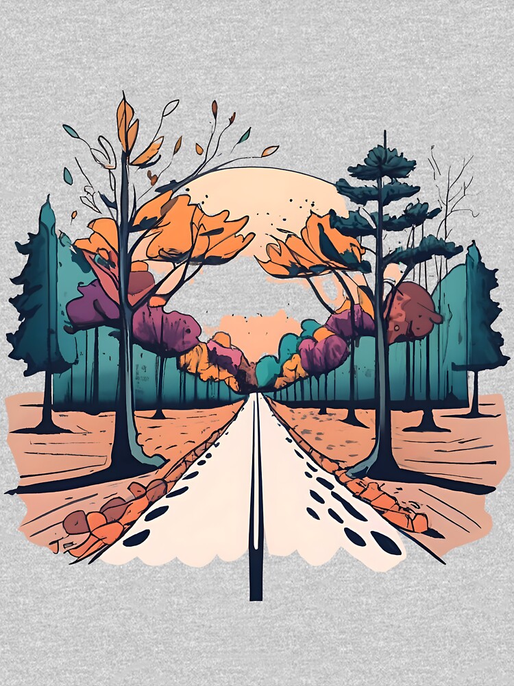 Thumbnail 3 of 3, Fitted Scoop T-Shirt, Autumn Forest Minimalistic Drawing designed and sold by Patricks-Art.