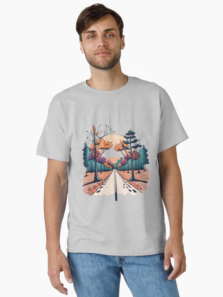 Thumbnail 1 of 7, Classic T-Shirt, Autumn Forest Minimalistic Drawing designed and sold by Patricks-Art.