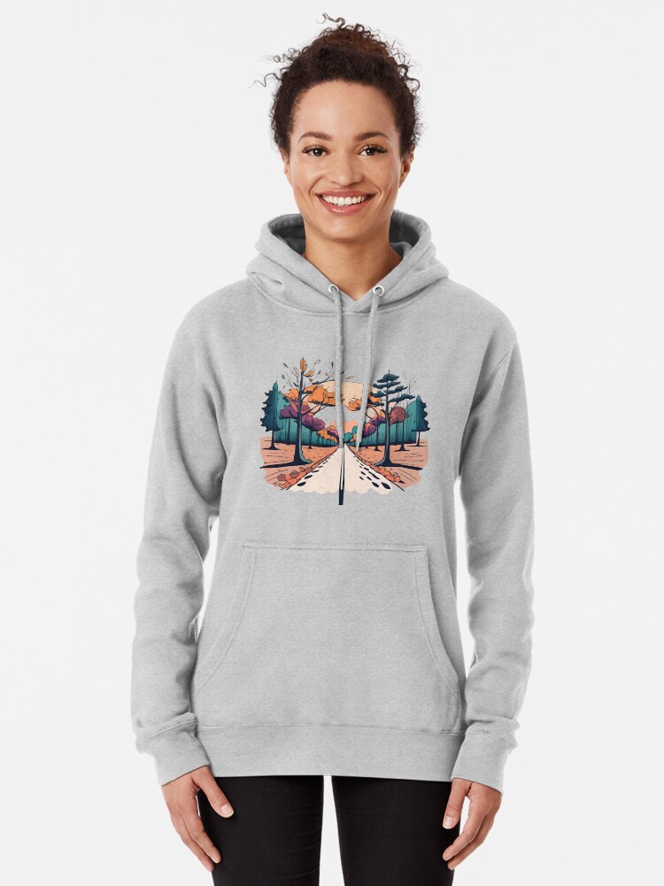 Thumbnail 2 of 5, Pullover Hoodie, Autumn Forest Minimalistic Drawing designed and sold by Patricks-Art.
