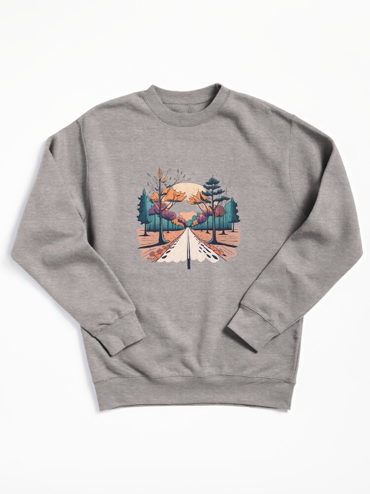 Thumbnail 2 of 7, Pullover Sweatshirt, Autumn Forest Minimalistic Drawing designed and sold by Patricks-Art.