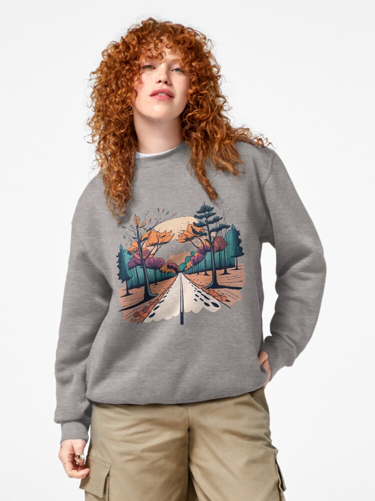 Thumbnail 4 of 7, Pullover Sweatshirt, Autumn Forest Minimalistic Drawing designed and sold by Patricks-Art.