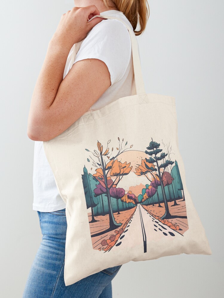 Thumbnail 1 of 5, Tote Bag, Autumn Forest Minimalistic Drawing designed and sold by Patricks-Art.
