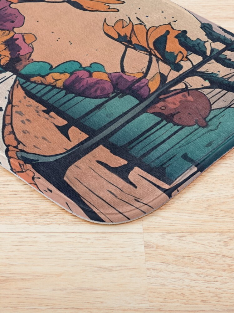 Thumbnail 3 of 6, Bath Mat, Autumn Forest Minimalistic Drawing designed and sold by Patricks-Art.