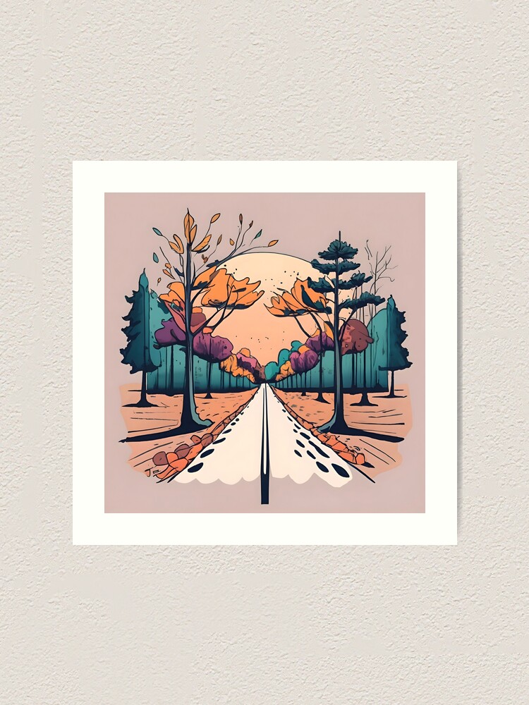Thumbnail 1 of 3, Art Print, Autumn Forest Minimalistic Drawing designed and sold by Patricks-Art.