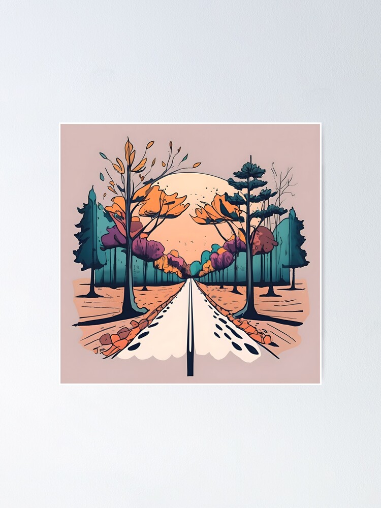 Thumbnail 1 of 3, Poster, Autumn Forest Minimalistic Drawing designed and sold by Patricks-Art.