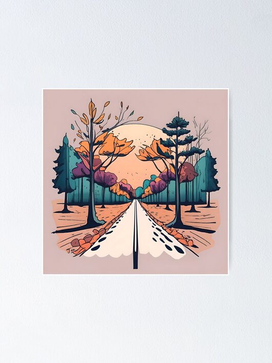 Thumbnail 1 of 3, Poster, Autumn Forest Minimalistic Drawing designed and sold by Patricks-Art.