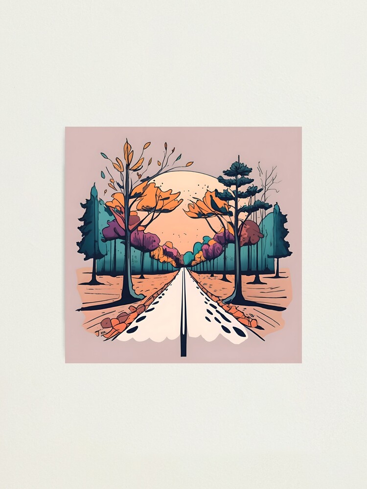 Thumbnail 2 of 3, Photographic Print, Autumn Forest Minimalistic Drawing designed and sold by Patricks-Art.