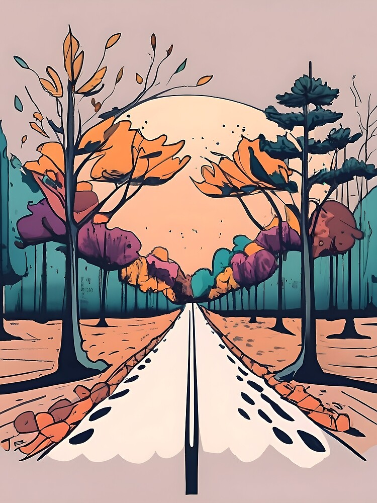 Thumbnail 3 of 3, Scarf, Autumn Forest Minimalistic Drawing designed and sold by Patricks-Art.