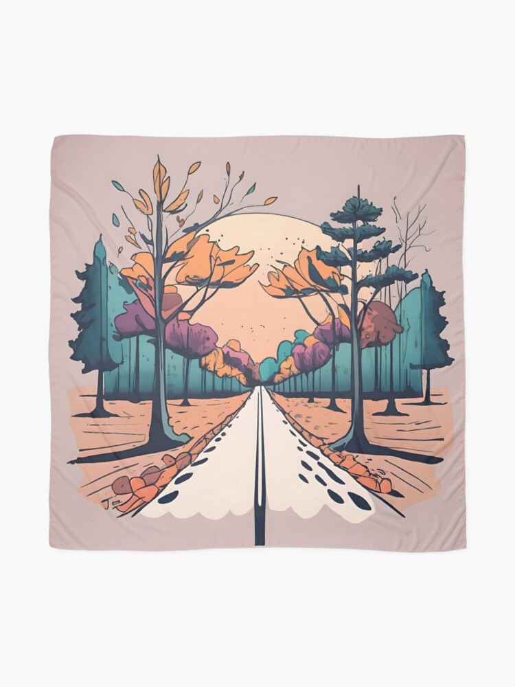 Thumbnail 2 of 3, Scarf, Autumn Forest Minimalistic Drawing designed and sold by Patricks-Art.