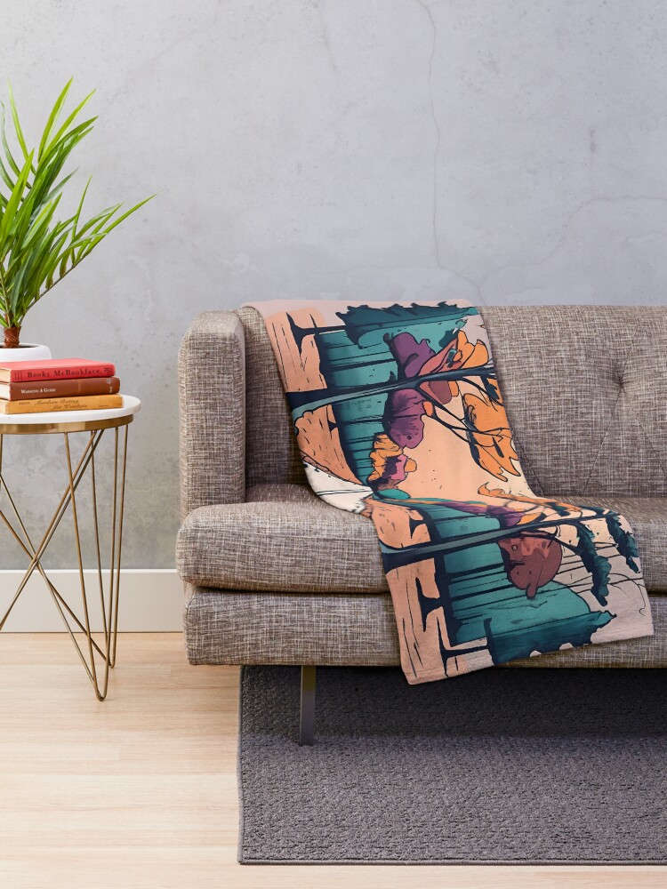Thumbnail 2 of 6, Throw Blanket, Autumn Forest Minimalistic Drawing designed and sold by Patricks-Art.