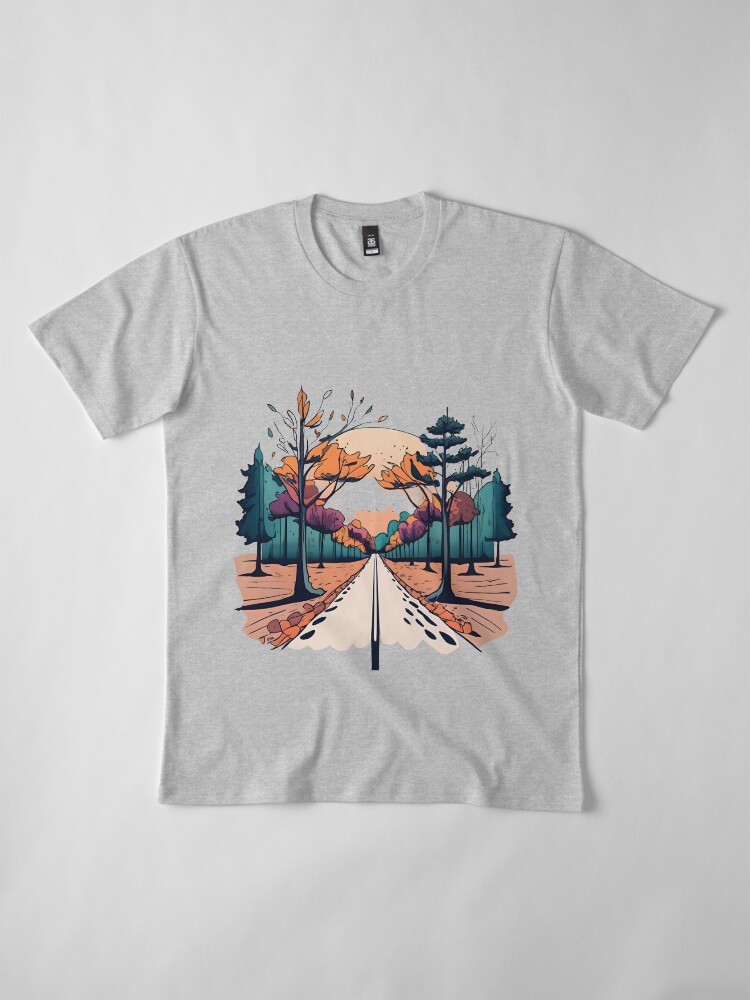 Thumbnail 4 of 6, Premium T-Shirt, Autumn Forest Minimalistic Drawing designed and sold by Patricks-Art.