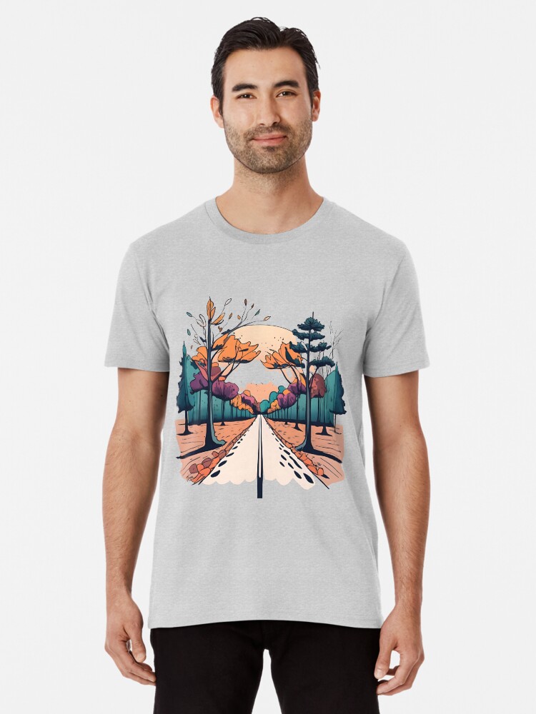 Thumbnail 1 of 6, Premium T-Shirt, Autumn Forest Minimalistic Drawing designed and sold by Patricks-Art.