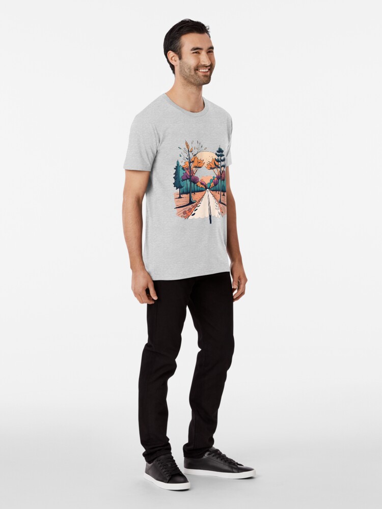 Thumbnail 3 of 6, Premium T-Shirt, Autumn Forest Minimalistic Drawing designed and sold by Patricks-Art.