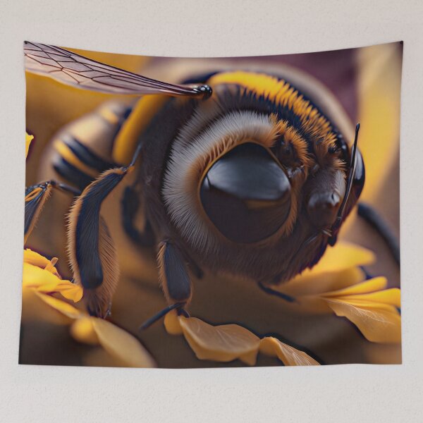 Item preview, "Bee-Zing Beauty: Realistic Macro Artwork with Bokeh Background" designed and sold by Best-Art-32.