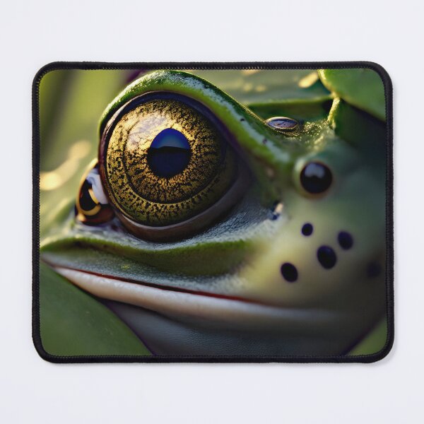 Item preview, "Enchanting Realism: Macro Artistry Captures Green Frog Amidst Lush Leafy Bokeh" designed and sold by Best-Art-32.