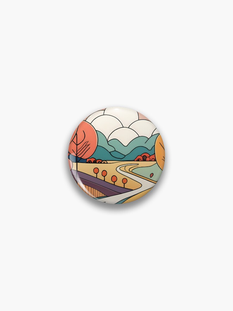 Thumbnail 1 of 3, Pin, Autumn Landscape Minimalistic Drawing designed and sold by Patricks-Art.