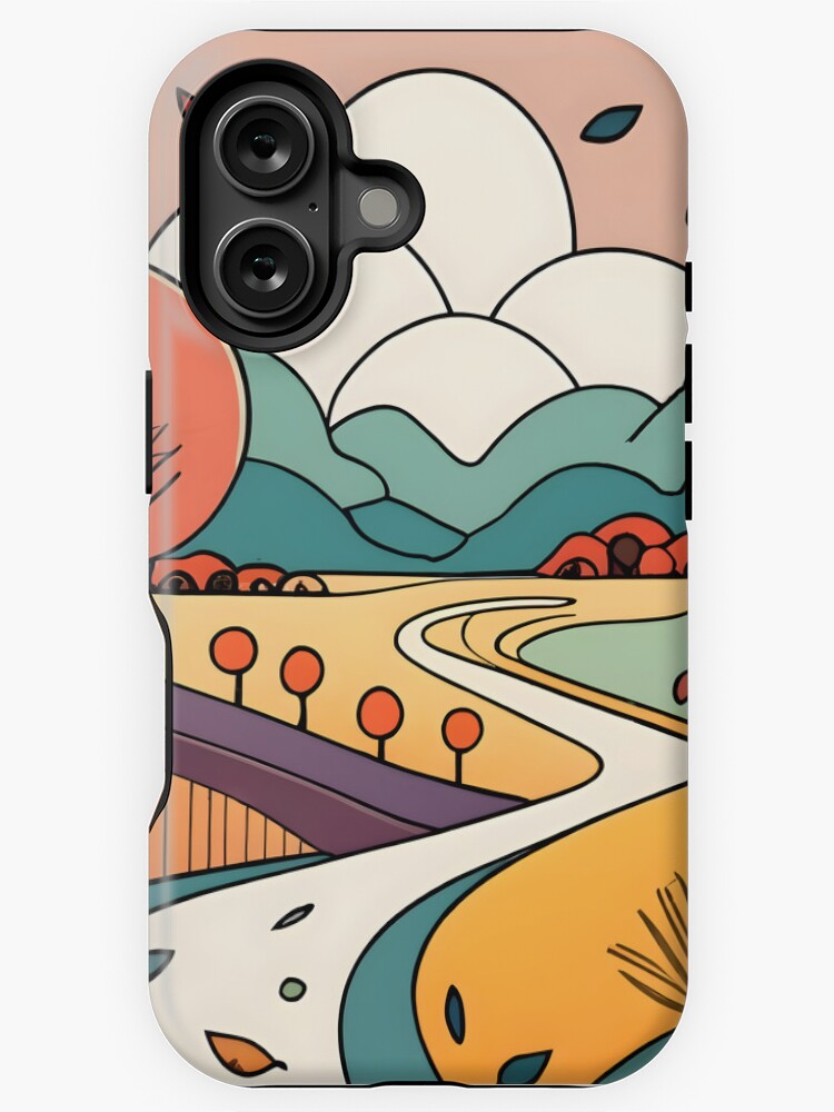 Thumbnail 1 of 4, iPhone Case, Autumn Landscape Minimalistic Drawing designed and sold by Patricks-Art.
