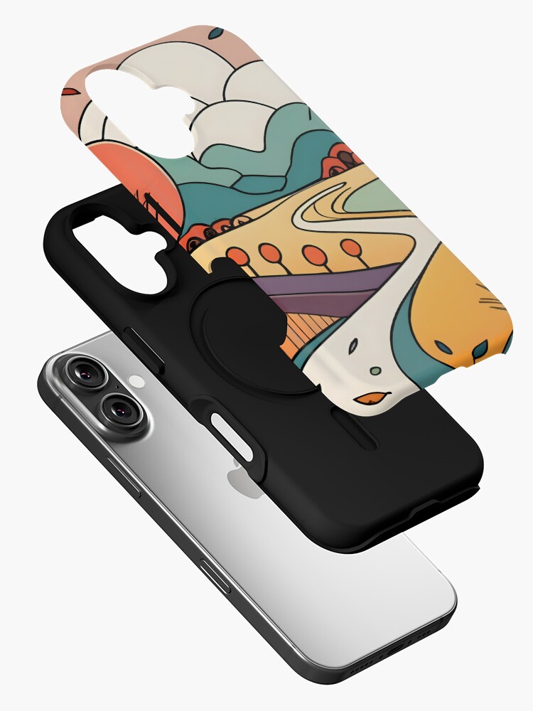 Thumbnail 2 of 4, iPhone Case, Autumn Landscape Minimalistic Drawing designed and sold by Patricks-Art.