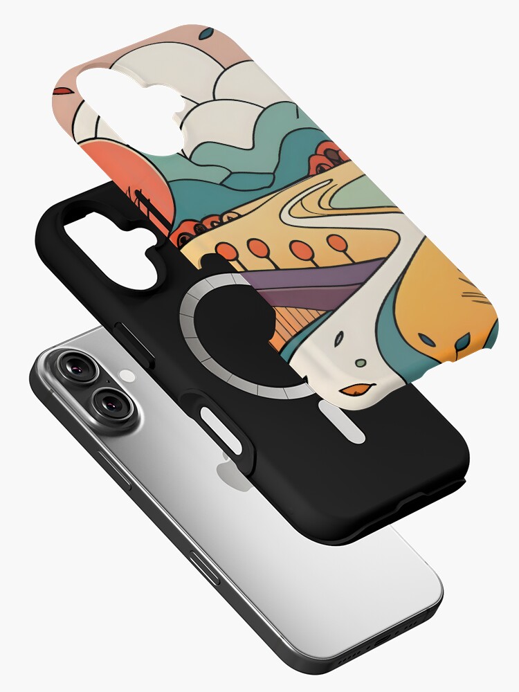 Thumbnail 2 of 4, iPhone Case, Autumn Landscape Minimalistic Drawing designed and sold by Patricks-Art.
