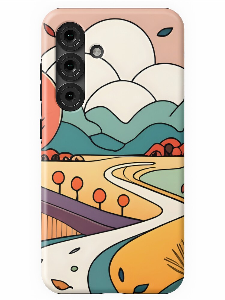 Thumbnail 1 of 4, Samsung Galaxy Phone Case, Autumn Landscape Minimalistic Drawing designed and sold by Patricks-Art.