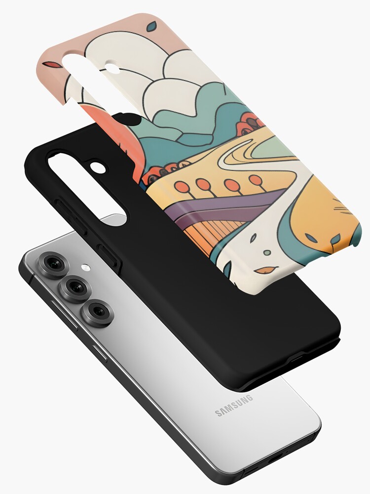 Thumbnail 2 of 4, Samsung Galaxy Phone Case, Autumn Landscape Minimalistic Drawing designed and sold by Patricks-Art.
