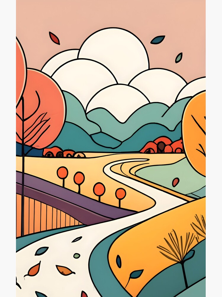 Thumbnail 4 of 4, Samsung Galaxy Phone Case, Autumn Landscape Minimalistic Drawing designed and sold by Patricks-Art.