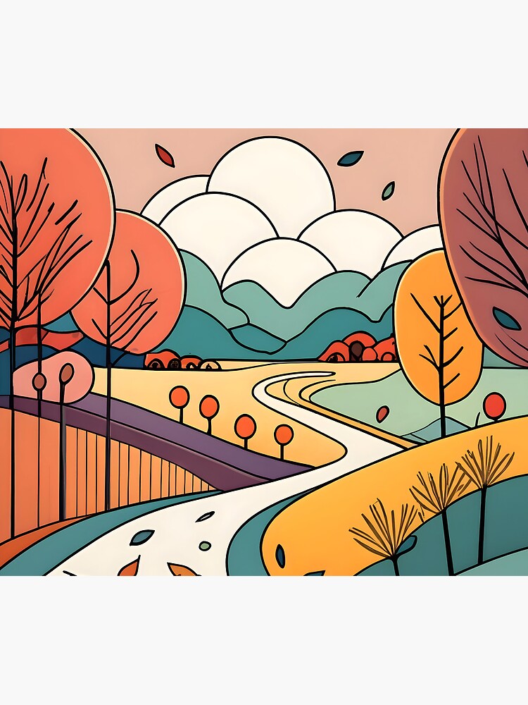 Thumbnail 5 of 5, Mouse Pad, Autumn Landscape Minimalistic Drawing designed and sold by Patricks-Art.