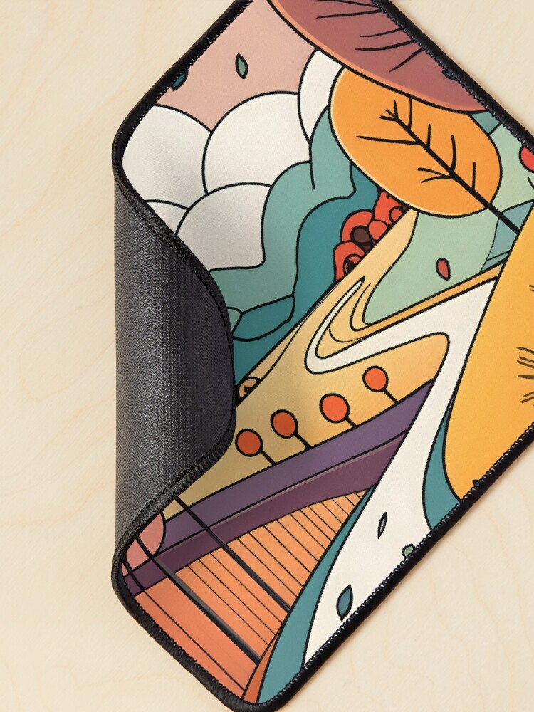 Thumbnail 2 of 5, Mouse Pad, Autumn Landscape Minimalistic Drawing designed and sold by Patricks-Art.