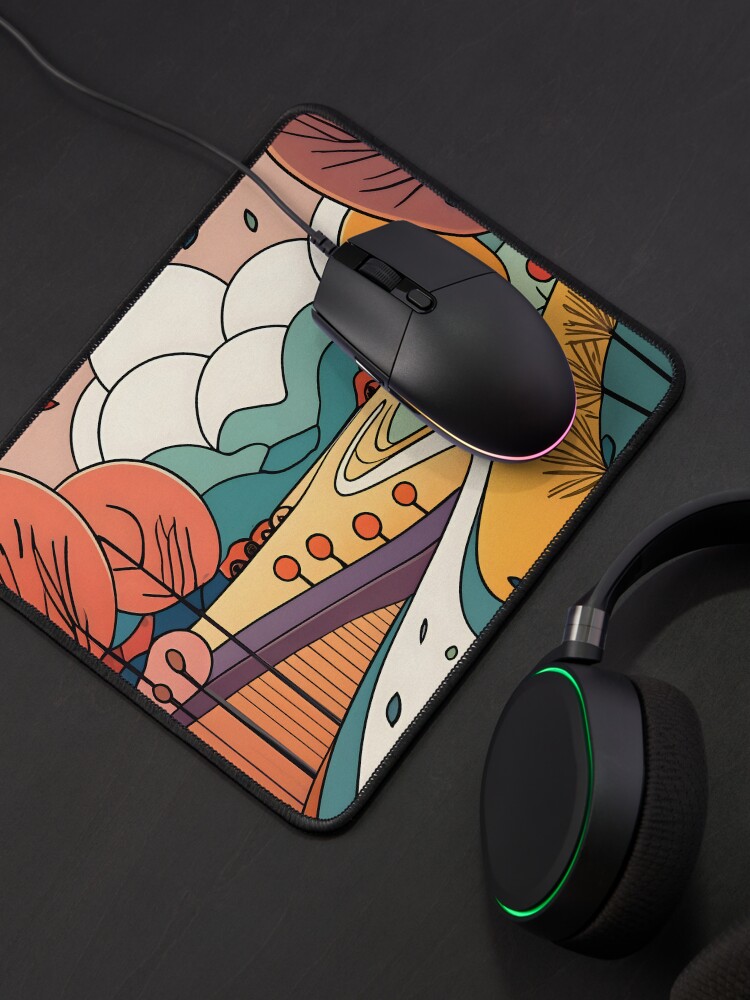 Thumbnail 4 of 5, Mouse Pad, Autumn Landscape Minimalistic Drawing designed and sold by Patricks-Art.