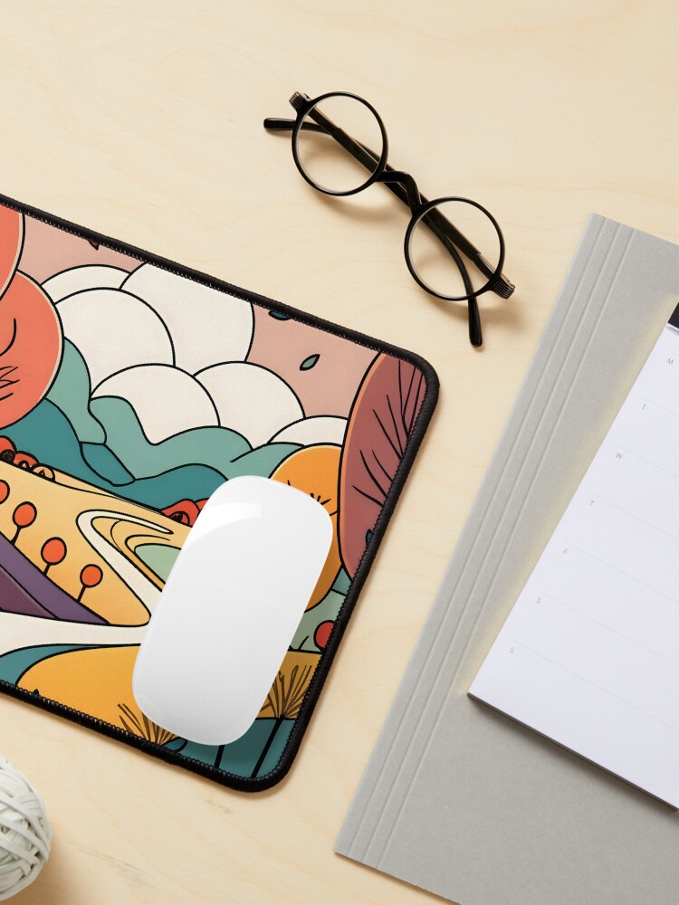 Thumbnail 3 of 5, Mouse Pad, Autumn Landscape Minimalistic Drawing designed and sold by Patricks-Art.
