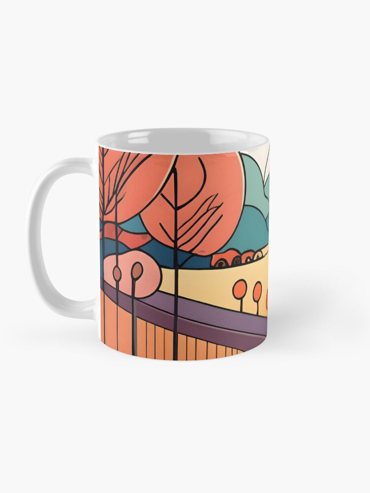 Thumbnail 3 of 6, Coffee Mug, Autumn Landscape Minimalistic Drawing designed and sold by Patricks-Art.