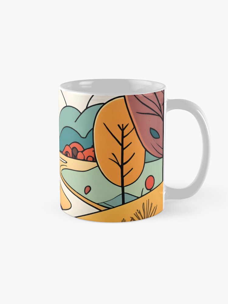 Thumbnail 5 of 6, Coffee Mug, Autumn Landscape Minimalistic Drawing designed and sold by Patricks-Art.