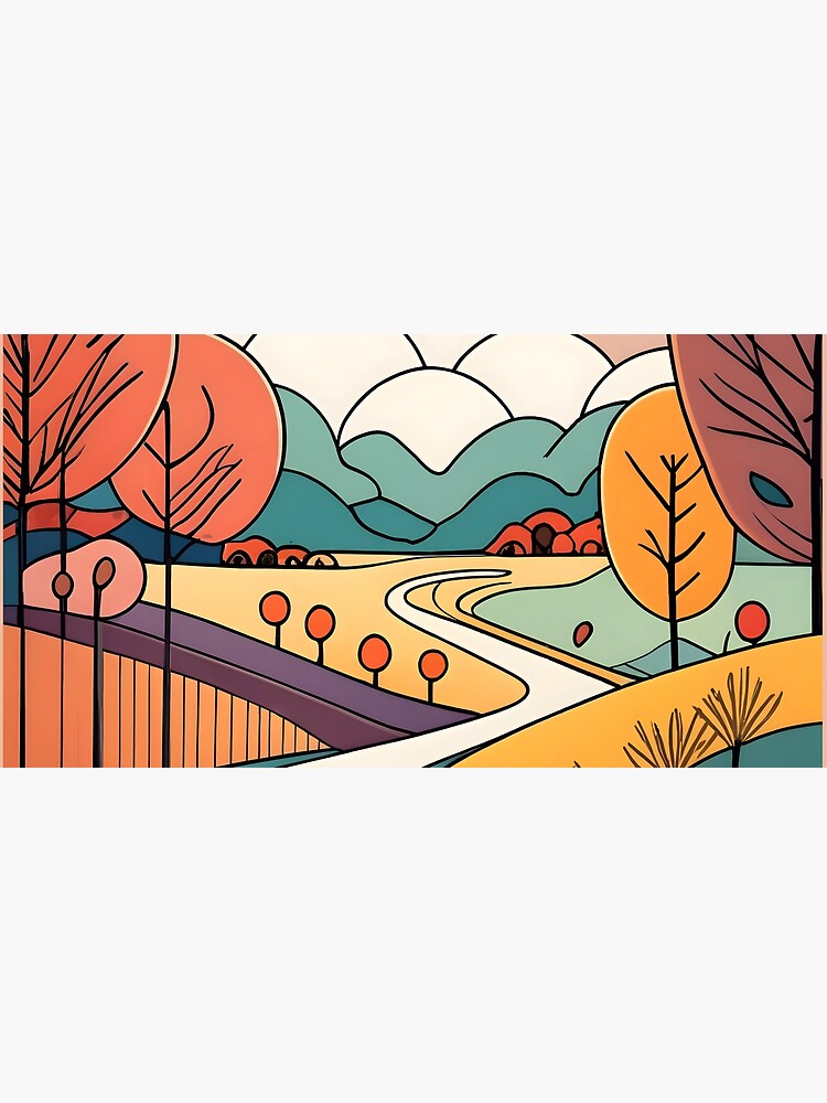 Thumbnail 5 of 5, Mouse Pad, Autumn Landscape Minimalistic Drawing designed and sold by Patricks-Art.