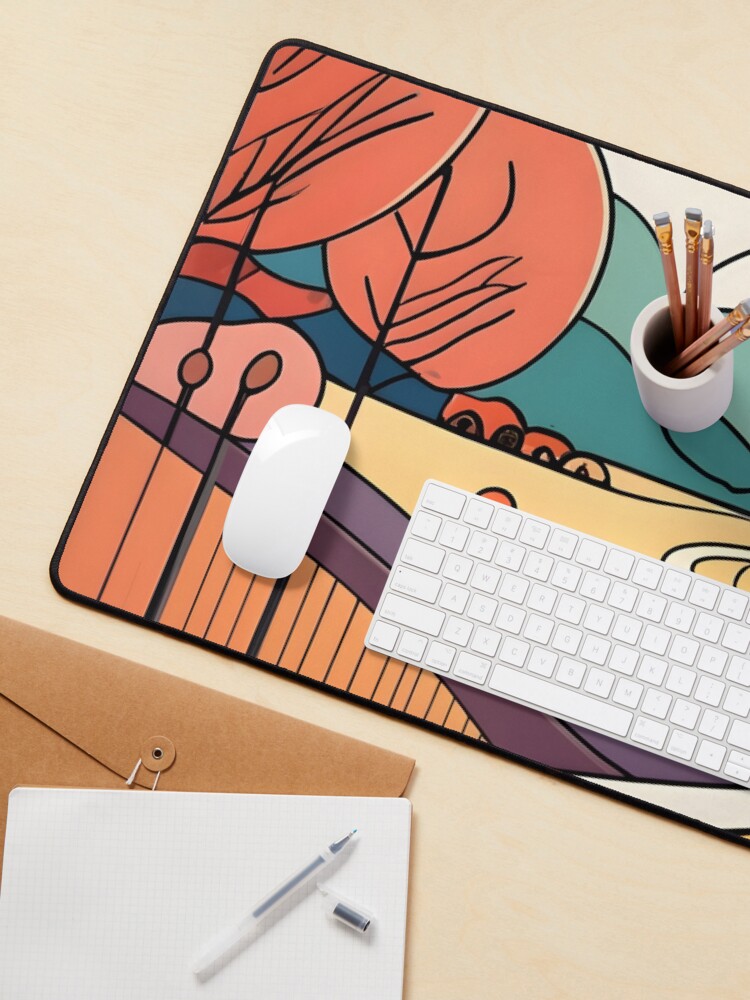 Thumbnail 3 of 5, Mouse Pad, Autumn Landscape Minimalistic Drawing designed and sold by Patricks-Art.