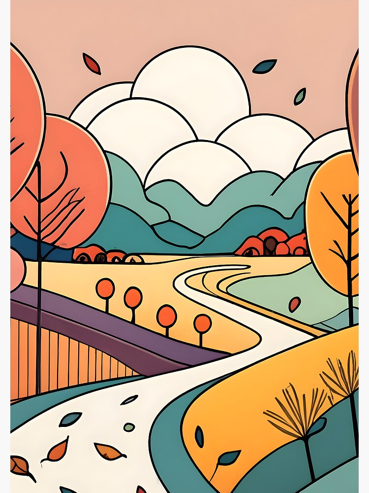 Thumbnail 3 of 3, Journal, Autumn Landscape Minimalistic Drawing designed and sold by Patricks-Art.
