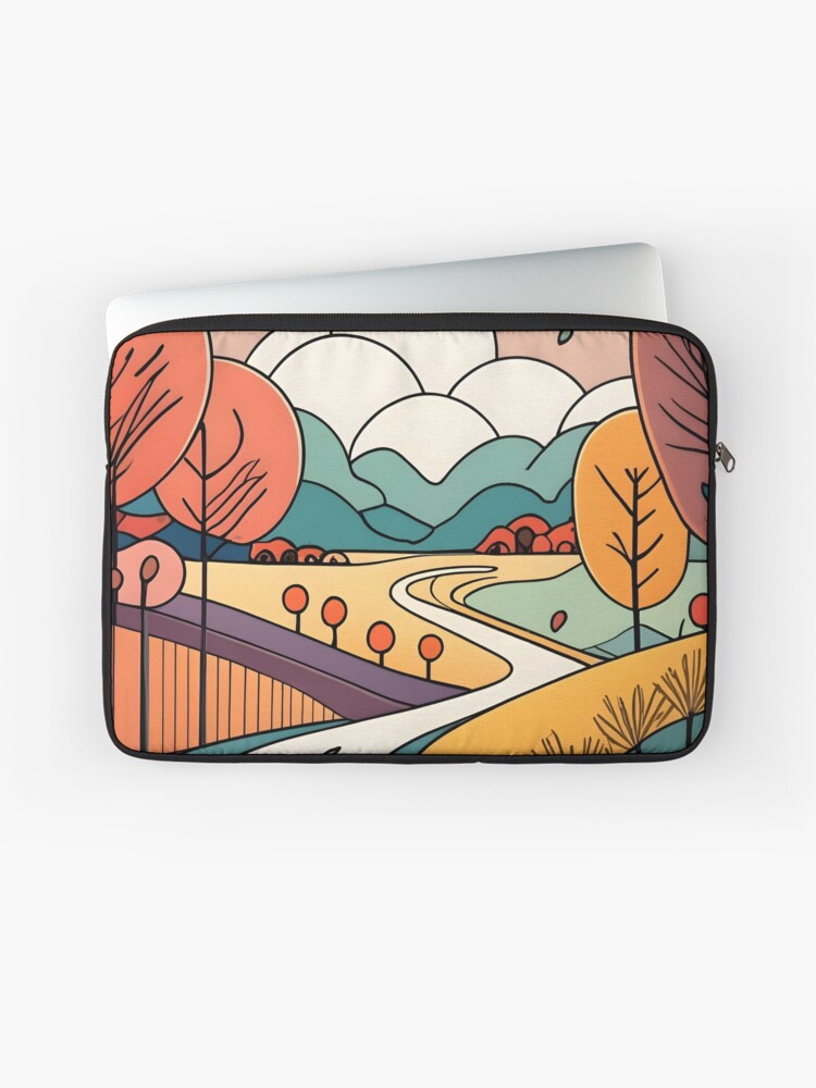 Thumbnail 1 of 2, Laptop Sleeve, Autumn Landscape Minimalistic Drawing designed and sold by Patricks-Art.