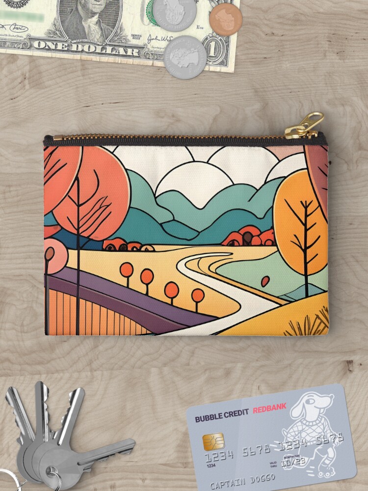 Thumbnail 3 of 4, Zipper Pouch, Autumn Landscape Minimalistic Drawing designed and sold by Patricks-Art.