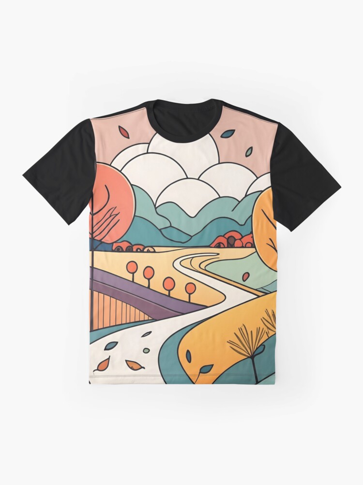Thumbnail 4 of 5, Graphic T-Shirt, Autumn Landscape Minimalistic Drawing designed and sold by Patricks-Art.