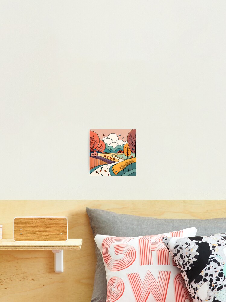 Thumbnail 2 of 3, Photographic Print, Autumn Landscape Minimalistic Drawing designed and sold by Patricks-Art.