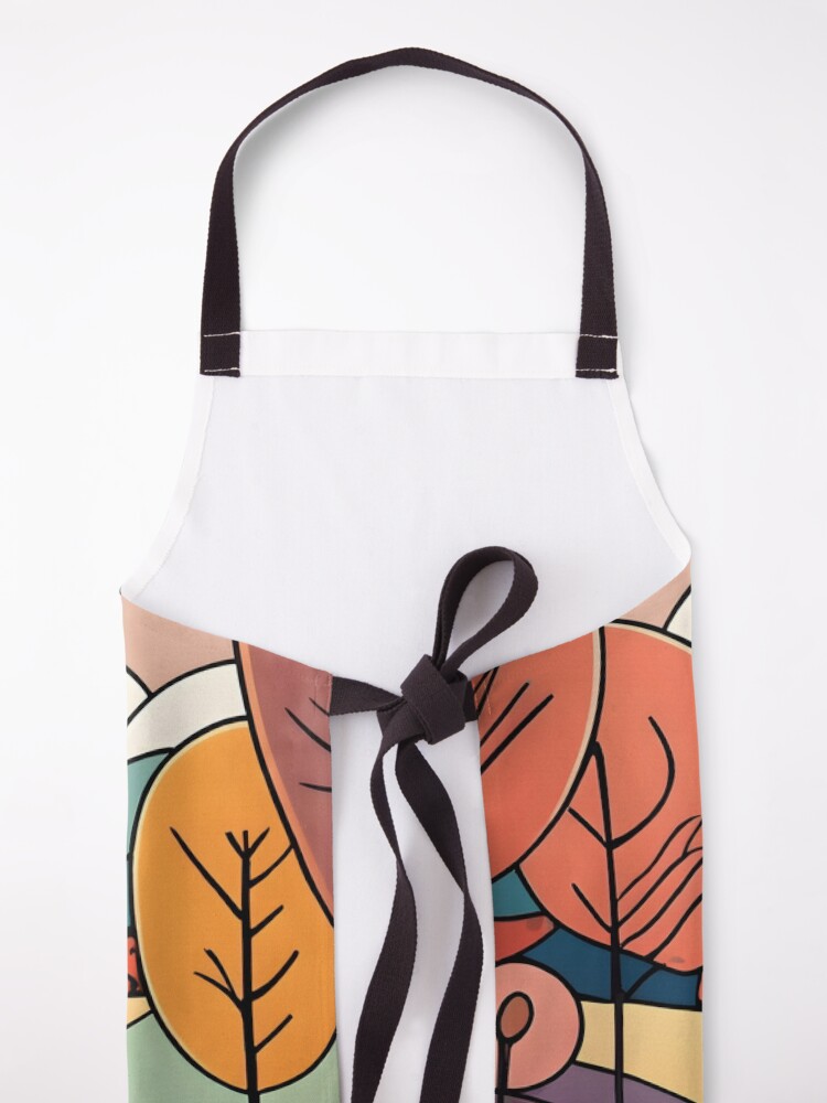 Thumbnail 5 of 6, Apron, Autumn Landscape Minimalistic Drawing designed and sold by Patricks-Art.