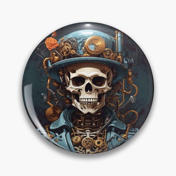 Item preview, Steampunk skeleton in a hat with a flower designed and sold by twisted-dot.