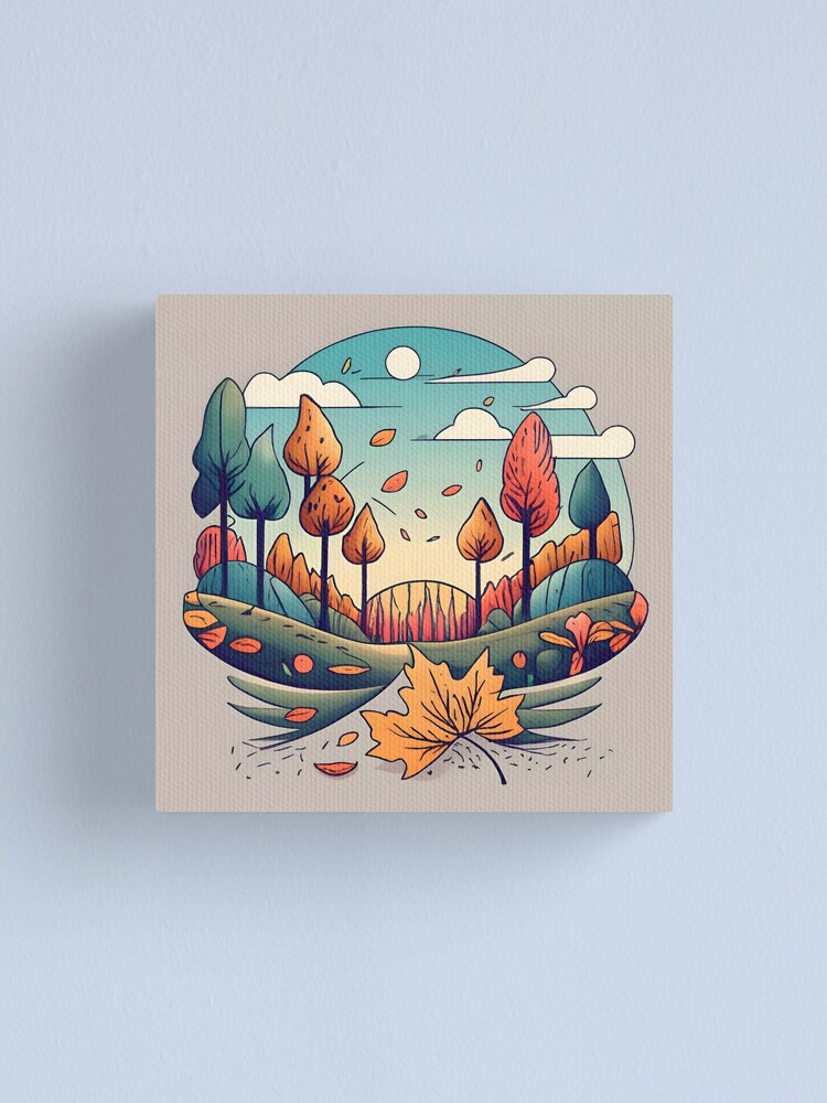 Thumbnail 1 of 3, Canvas Print, Autumn Forest Minimalistic Drawing designed and sold by Patricks-Art.
