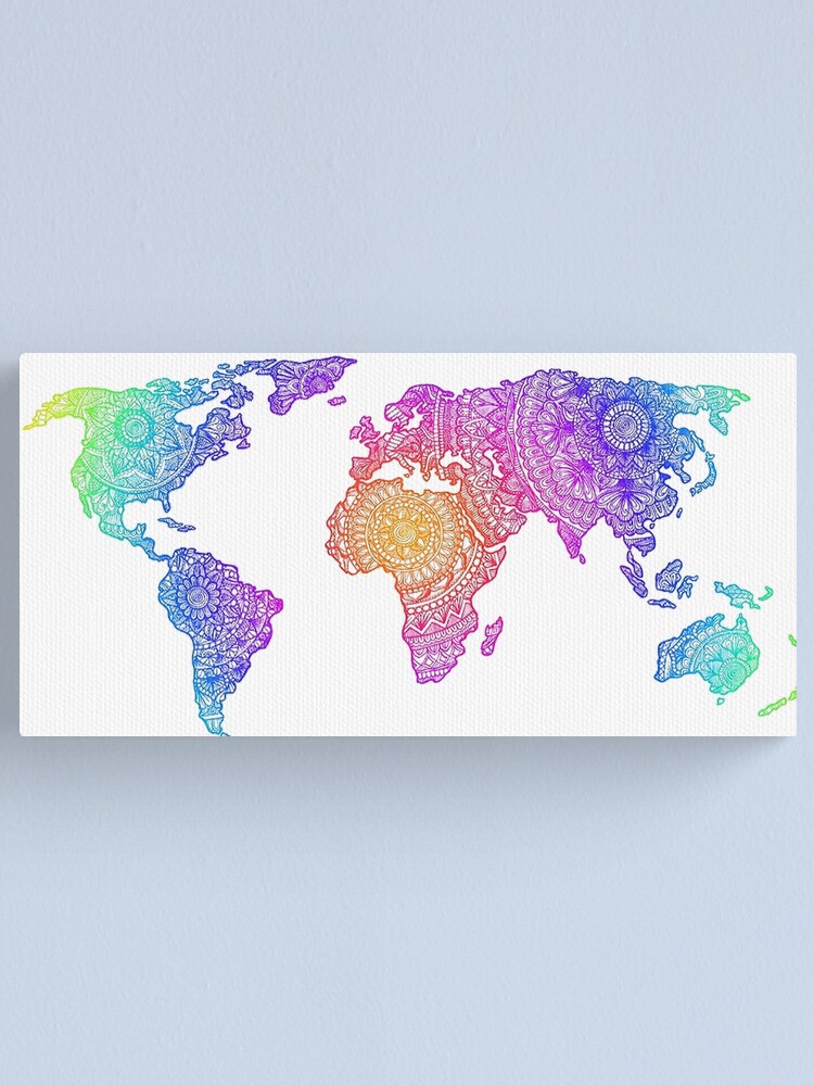 Colorful World Map Canvas Print By Oliviab1 Redbubble