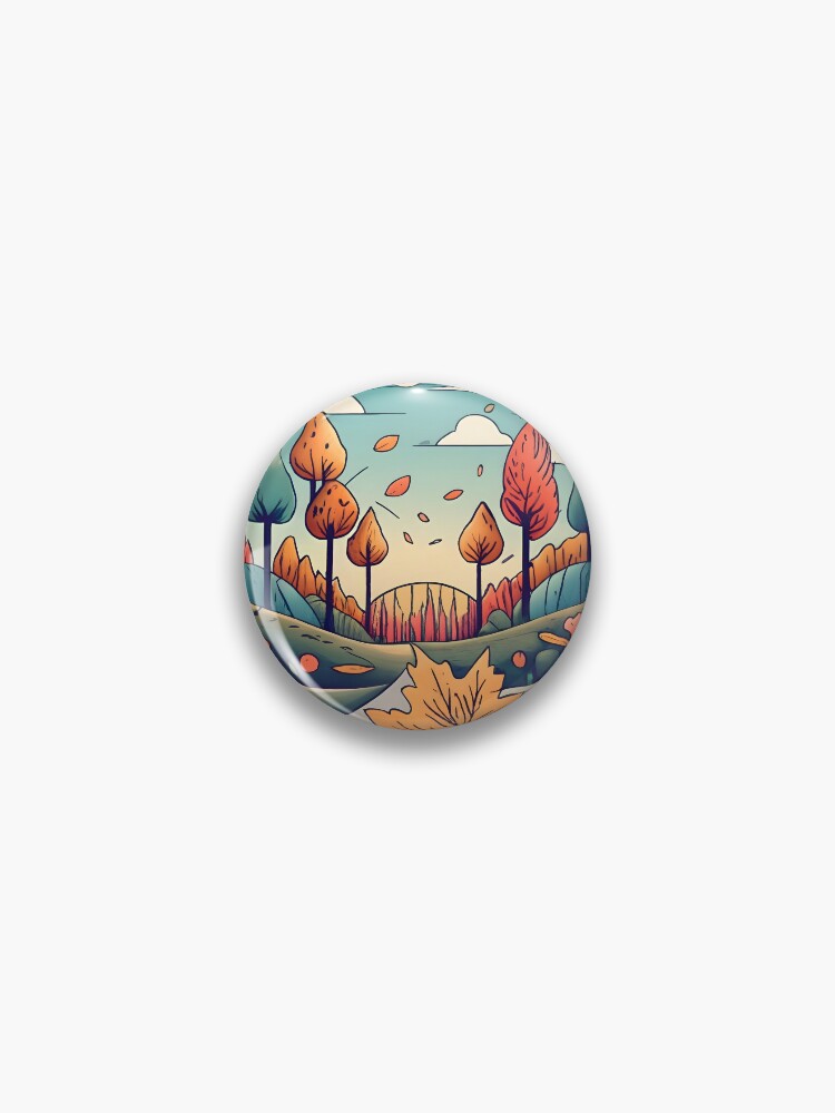 Thumbnail 1 of 3, Pin, Autumn Forest Minimalistic Drawing designed and sold by Patricks-Art.
