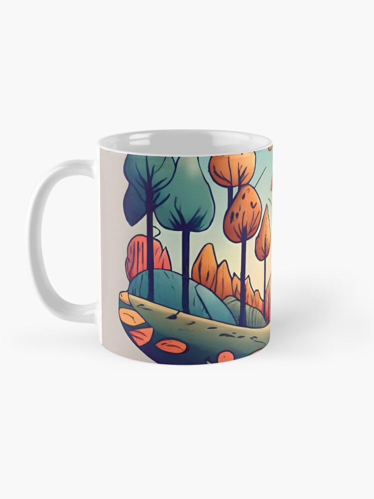 Thumbnail 3 of 6, Coffee Mug, Autumn Forest Minimalistic Drawing designed and sold by Patricks-Art.