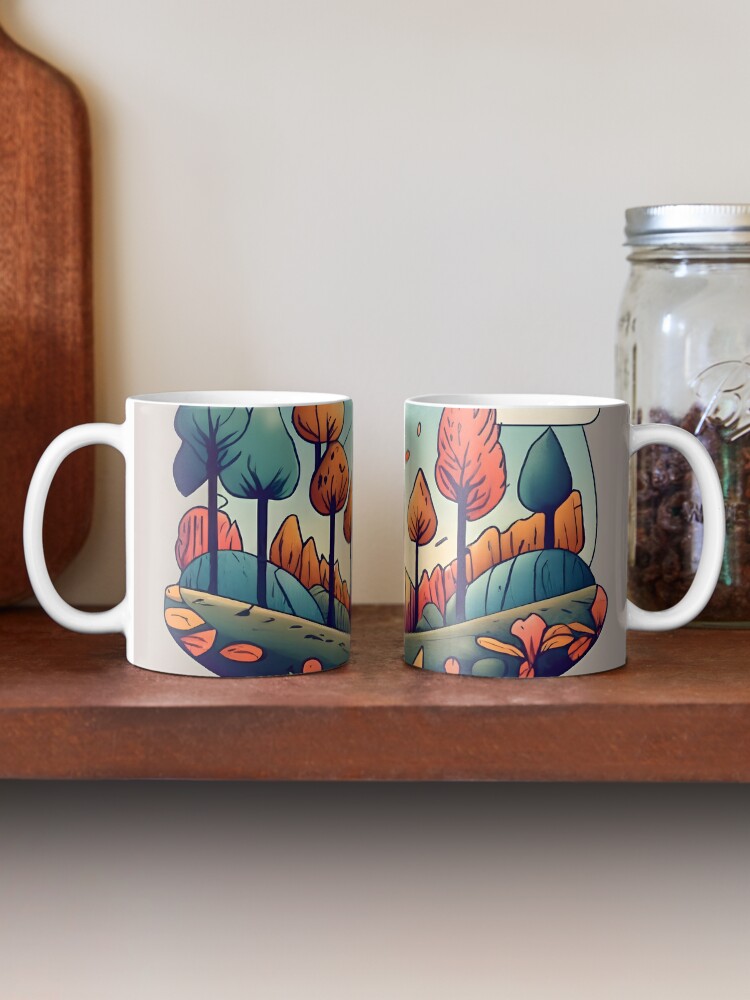 Thumbnail 2 of 6, Coffee Mug, Autumn Forest Minimalistic Drawing designed and sold by Patricks-Art.