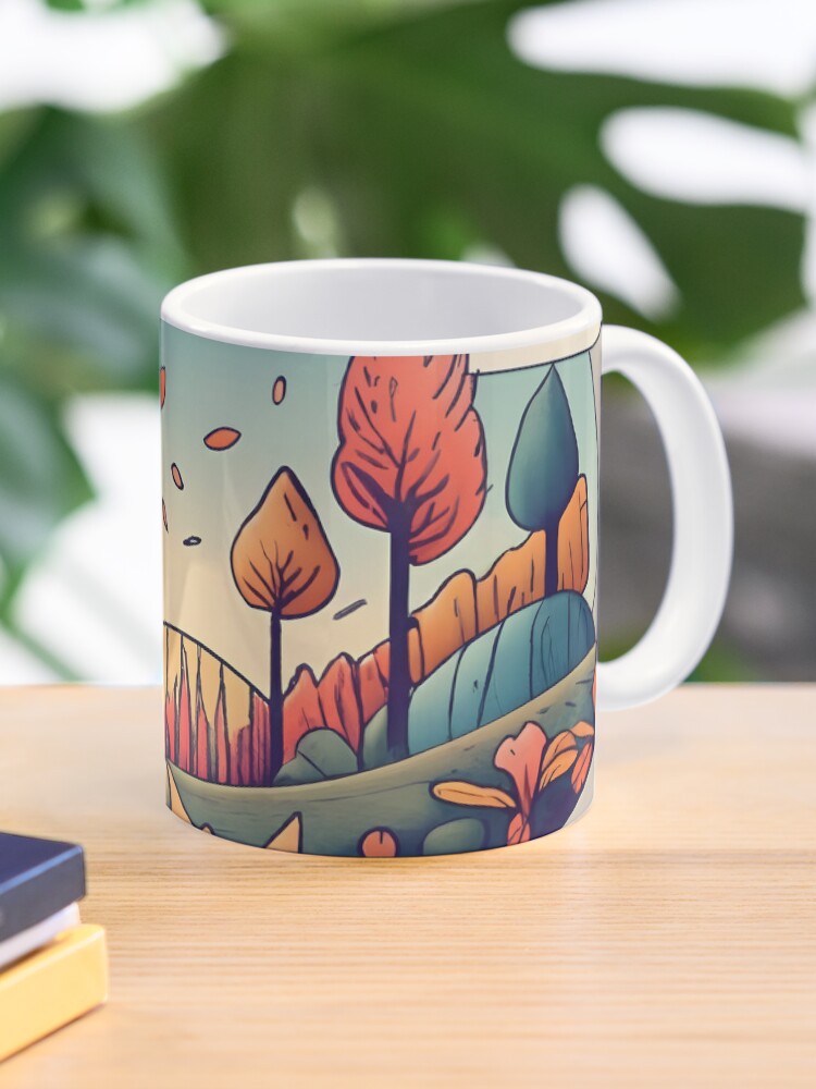 Thumbnail 1 of 6, Coffee Mug, Autumn Forest Minimalistic Drawing designed and sold by Patricks-Art.