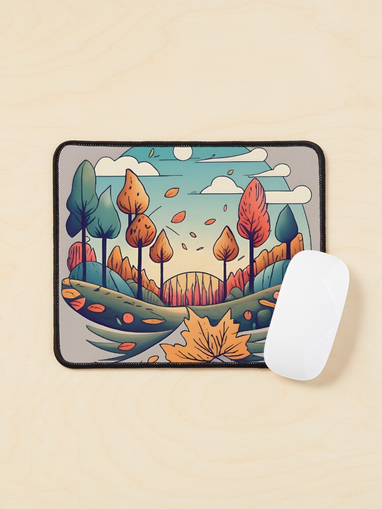 Thumbnail 1 of 5, Mouse Pad, Autumn Forest Minimalistic Drawing designed and sold by Patricks-Art.